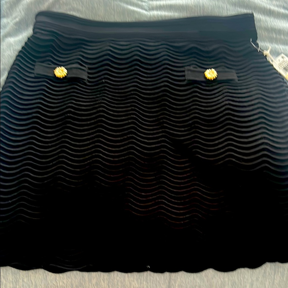 CeCe Elegant Black Skirt with Gold Accents Sz M